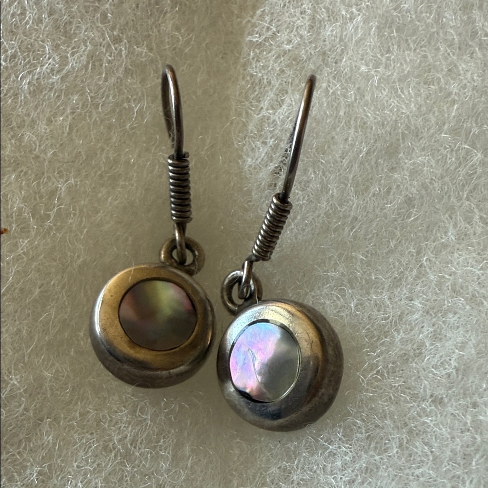 Silver Earrings with Polished stone